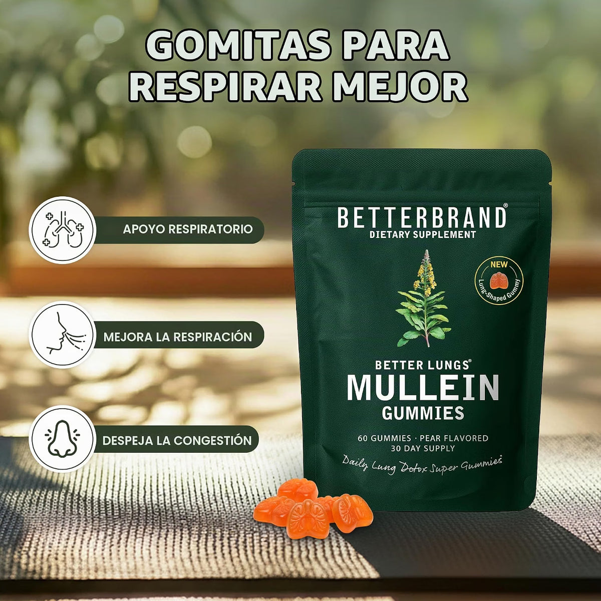 Betterbrand Mullein Gomitas Limpieza Pulmonar Potenciada